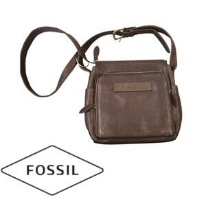 Fossil 1954 Vintage Brown Leather Messenger Crossbody Hand Shoulder Bag